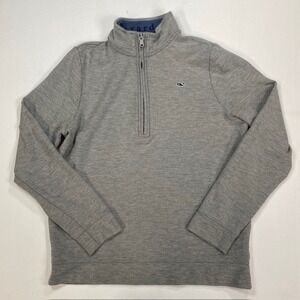 Vineyard Vines Boys Large 16 Gray 100% Pima Cotton Quarter Zip Pullover Sweater